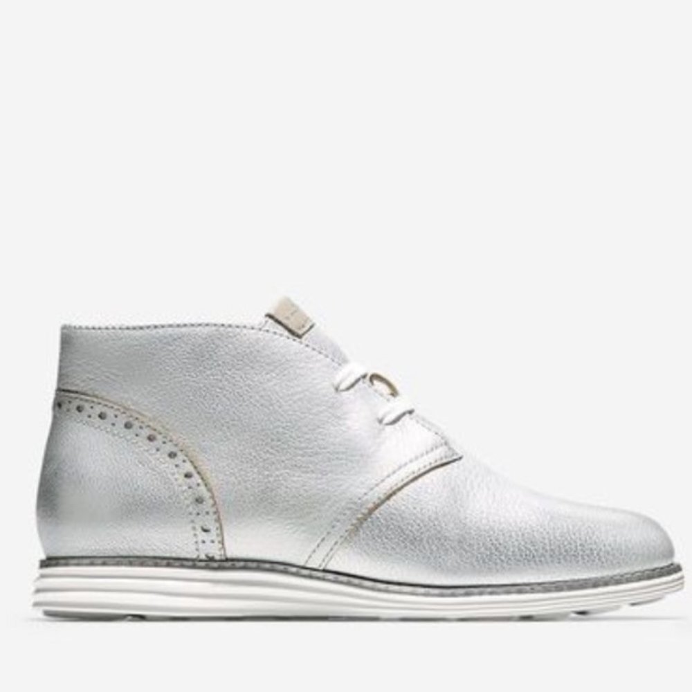 NEWCole Haan Chukka Leather Silver LaceUp Boot